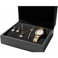 Luxury 4-Piece Gold-Plated Marquise Cluster Jewellery Set with Watch