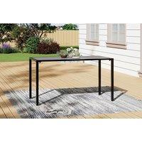 Modern 150cm Rectangular Outdoor Dining Table with Parasol Hole - Grey