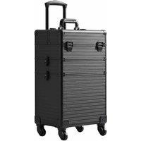 3-in-1 Portable Makeup Train Case with Adjustable Compartments and Wheels