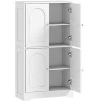 4-Door Modular Kitchen Storage Cabinet with Adjustable Shelves - White Wood, 110cm, Minimalist