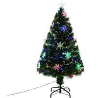 4ft Pre-Lit Green Artificial Christmas Tree with Fibre Optic Snowflake LED Lights