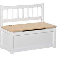 2 in 1 Wooden Toy Storage Bench Seat - Durable Kids Chest with Safety Rod, 40kg Capacity