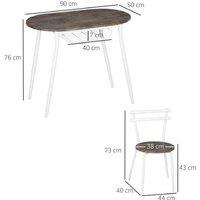 3-Piece Space-Saving Steel & MDF Dining Table Set with Shelf - Seats 2 - Contemporary Natural Finish