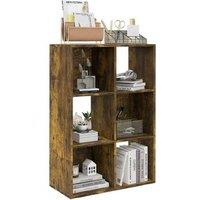 3-Tier 6 Cube Modular Wood Storage Shelf - Stackable Bookcase, Home & Office Organiser