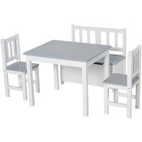 4pc Kids Wooden Table & Chairs Set with Storage Bench - Ages 3+, Creative Play, Durable Wood
