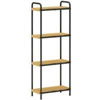 4-Tier Slim Bamboo Bathroom Storage Shelf - Black - Freestanding Organiser