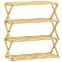 4-Tier Bamboo Shoe Rack - Natural, No Assembly, Space-Saving Storage Shelf