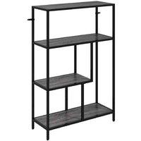 4-Tier Industrial Metal & Wood Bookshelf with Open Shelves - Space-Saving Storage Unit