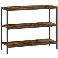 3-Tier Console Table with Storage Shelves - Rustic Brown Industrial Hallway & Living Room Furniture