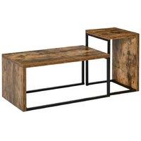 2pc Industrial Coffee Table Set - MDF & Metal, Space-Saving, Contemporary Living Room Tables