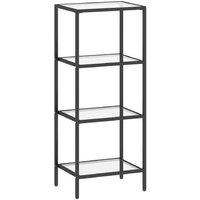 4-Tier Glass Shelf Storage Unit - Minimalist Metal & Tempered Glass, Vertical Display Rack