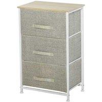 3-Tier Modular Storage Drawer Cabinet - White Oak & Metal Frame, Minimalist Style