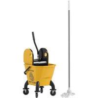 26L Commercial Mop Bucket with Wringer & Mop - Heavy-Duty, Easy-Roll, High-Visibility Yellow