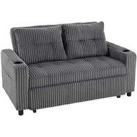 Charcoal Corduroy 2-Seater Reclining Sofa Bed - Click Clack, Modern Fabric, Guest Sleeper