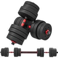30kg Adjustable Dumbbells & Barbell Set - Black - Heavy-Duty Home Gym Weights, Non-Slip Grip, Space-Saving Design