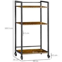 3-Tier Metal & Wood Printer Stand with Wheels - Industrial Storage Trolley, 30kg Capacity