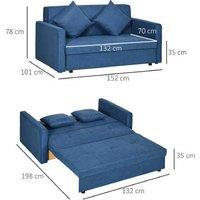 Fabric Grey 2-Seater Sofa Bed with Storage & Cushions - Modern Convertible Couch