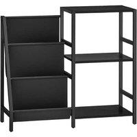 3-Tier Industrial Record Player Stand & End Table - Brown, Metal & Wood, Storage Shelves