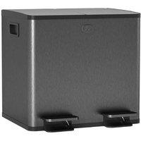 30L Dual Kitchen Pedal Bin with Deodoriser - Stainless Steel, Black Finish - 2 x 15L Compartments