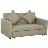Brown Fabric 2-Seater Sofa Bed with Storage & Cushions - Modern Convertible