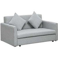 2 Seater Fabric Sofa Bed with Storage & Cushions - Light Grey, Modern Convertible Loveseat