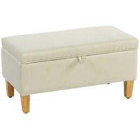 30L Linen Storage Ottoman Footstool Bench - Grey - 120kg Capacity