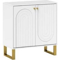 White 2-Door Sideboard Storage Cabinet - Modern Wood, Adjustable Shelf, High Capacity