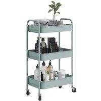 3-Tier Metal Storage Cart with Wheels - Mesh Baskets, Durable Steel, Space-Saving Trolley