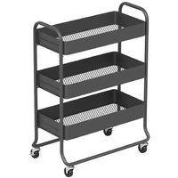 3-Tier Metal Rolling Storage Cart - Industrial Utility, High-Capacity, Mobile Organiser