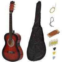 36" Beginner Acoustic Guitar Toy Set for Kids - Ages 6+, Educational Music, Red, Includes Case & Accessories