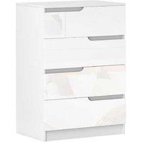 4 Drawer Chest - White Wood Bedroom Dresser, Modular Storage, Modern Minimalist