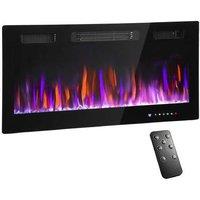 36 Wall-Mounted & Recessed Electric Fireplace - 900/1800W, Multi-Colour Flame, Remote & Timer
