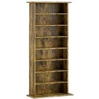 Rustic Brown Wood CD Storage Tower - Adjustable, Space-Saving, 360 Capacity
