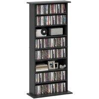 Black Wood CD/DVD/Blu-ray Storage Tower - Adjustable, Slim, High Capacity Media Shelving