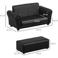 Grey Fabric 2-Seater Kids Sofa Chair with Footstool - Modern Children's Loveseat