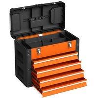Large Metal Toolbox with 4 Drawers - Heavy-Duty Steel, Portable Storage Chest