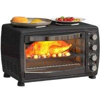 36L Multi-Function Electric Oven & Dual Hot Plates - Grill, Bake, Boil - Compact Black Kitchen Appliance