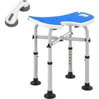 Adjustable Aluminium Padded Shower Stool - 39-51.5cm U-Seat, Anti-Slip, 150kg Capacity