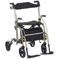 2-in-1 Ergonomic Wheelchair & Rollator with Adjustable Back Support - Lightweight Aluminium, Unisex, Yellow-Green