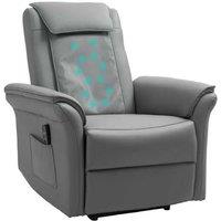 3D Faux Leather Recliner Massage Chair - Ergonomic Kneading Armchair with USB, Grey