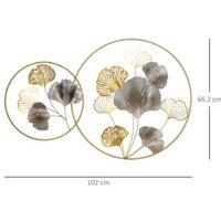 3D Ginkgo Leaf Metal Wall Art - Gold Floral Hanging Sculpture, Hand-Painted, Modern Statement Decor