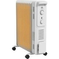 2.5kW 11 Fin Oil-Filled Radiator Heater - Adjustable Temperature & Energy-Saving, Portable White Electric Heater