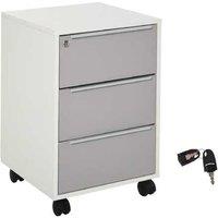 Lockable 3-Drawer Wooden File Cabinet with Wheels - Under Desk Storage Solution