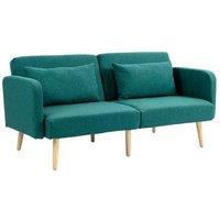 Green Fabric 2/3-Seater Modern Click-Clack Sofa Bed with Cushions