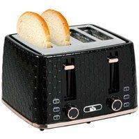 4-Slice Toaster - Energy Efficient, 7 Browning Levels, Sleek Black Honeycomb Design
