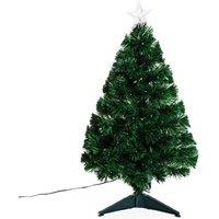 3ft Pre-Lit Green Fibre Optic Artificial Christmas Tree with Multicolour LED Lights