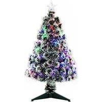 3ft Pre-Lit Artificial Christmas Tree - Snow-Dipped, Multi-Colour LED, Green & White