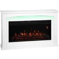 2000W Faux Flame Electric Fireplace Heater - 5118 BTU, Remote Control, Adjustable Thermostat, White