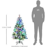 4.5ft Pre-Lit Snow-Flocked Artificial Christmas Tree with Multi-Function LED Lights & Steel Base