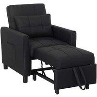 3-in-1 Convertible Linen Chair Bed with Adjustable Backrest & Storage Pockets - Space-Saving Sofa Sleeper, Grey